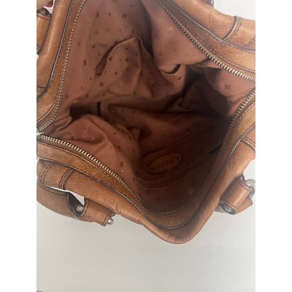 Fossil Marlow Chestnut Pebble Leather Double Handle Satchel Shoulder Handbag - Picture 9 of 10